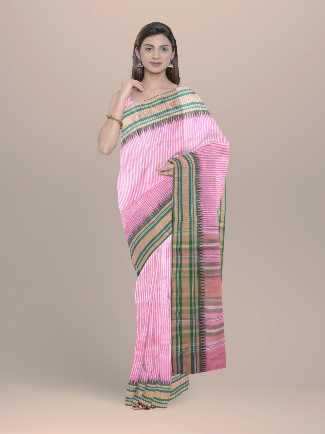 Nakshi Cotton Linen Hand Woven Dhonekhali Saree