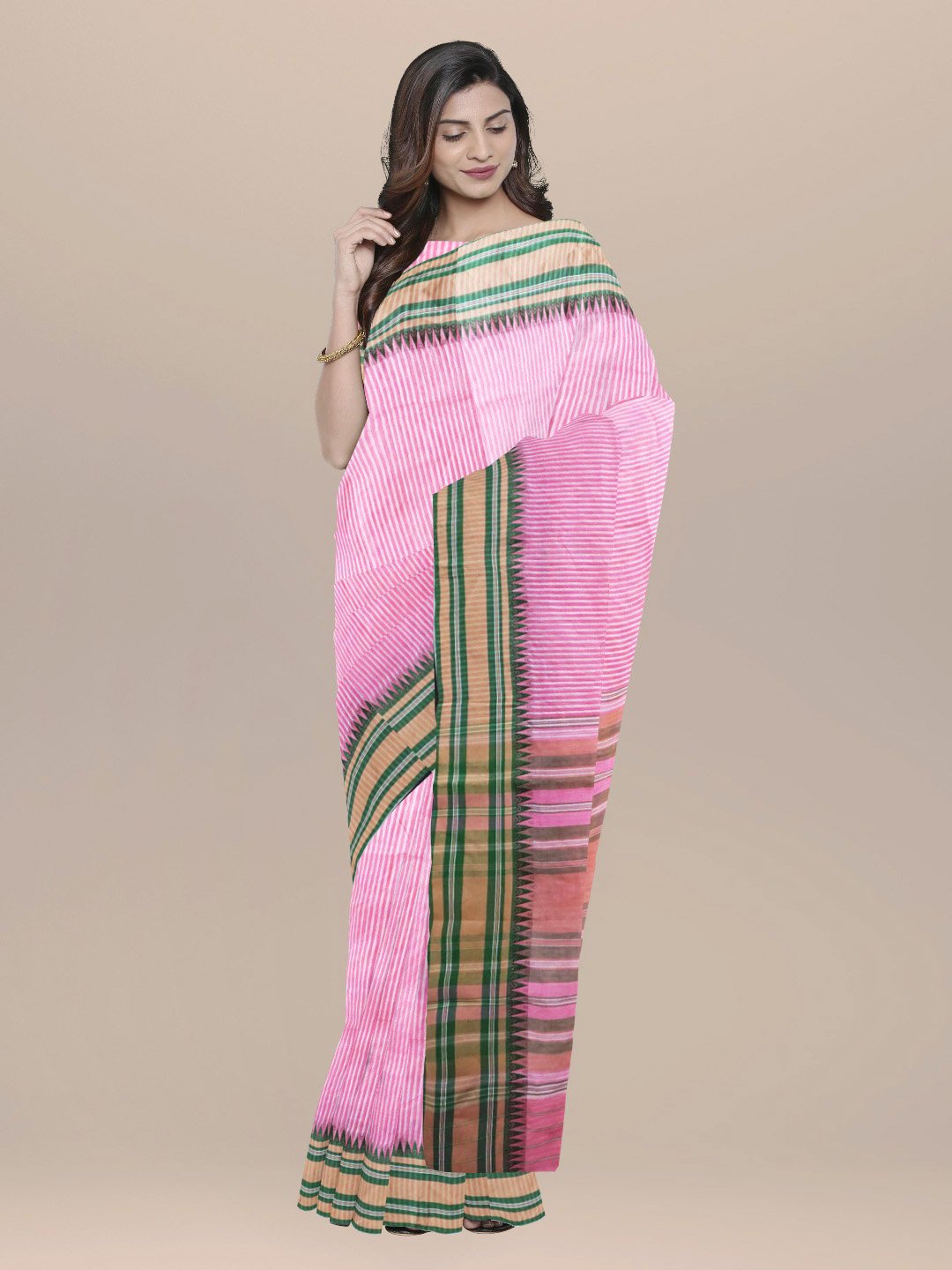 Cotton Linen Handwoven Dhonekhali Saree