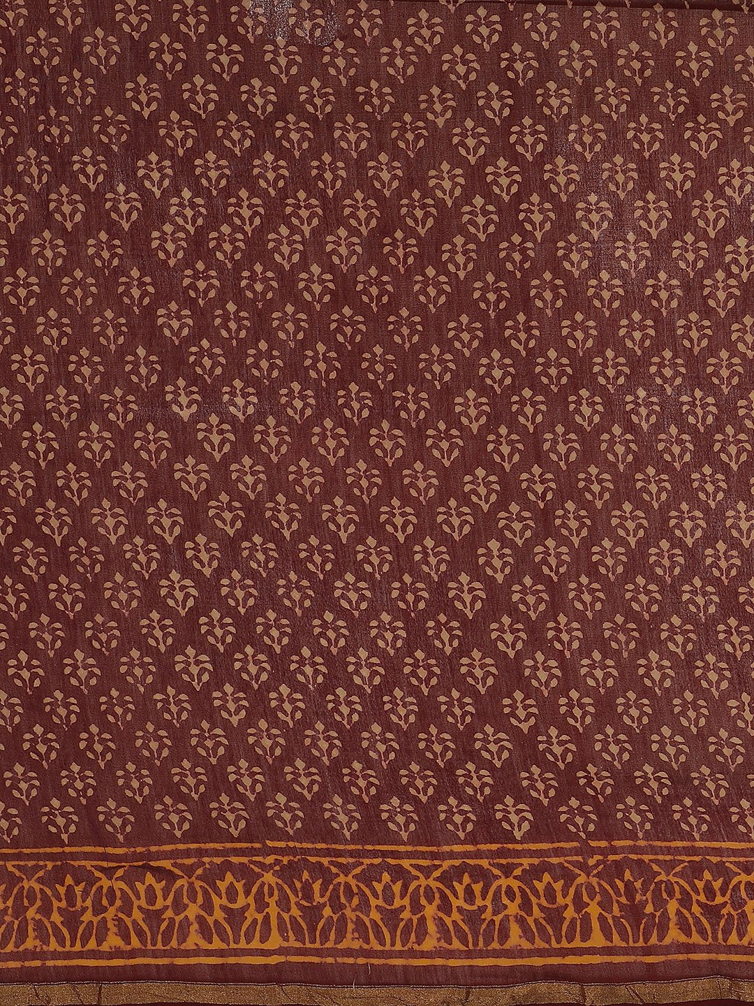 Nakshi Maroon Handblock Printed Chanderi Saree