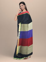 Load image into Gallery viewer, Black with multicolor pallu Handwoven cotton Saree
