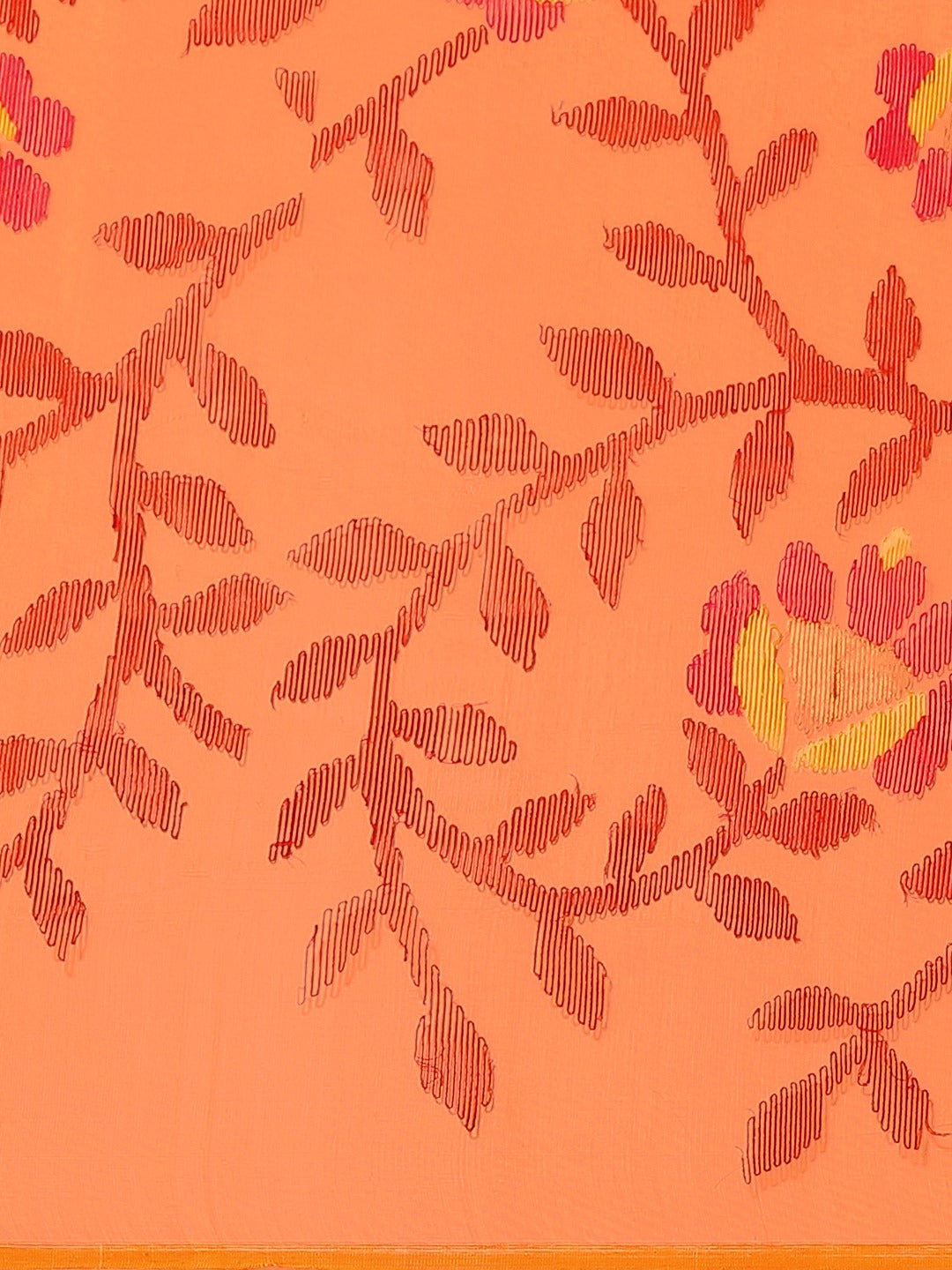 Orange Woven Design Pure Cotton Handloom Saree With Sequins Detail