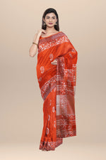 Load image into Gallery viewer, Orange Cotton Batik Saree
