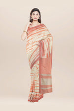 Load image into Gallery viewer, Beige handwoven tie dyed cotton saree
