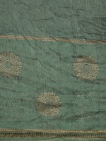 Load image into Gallery viewer, Green Turquoise Block Printed Linen Saree
