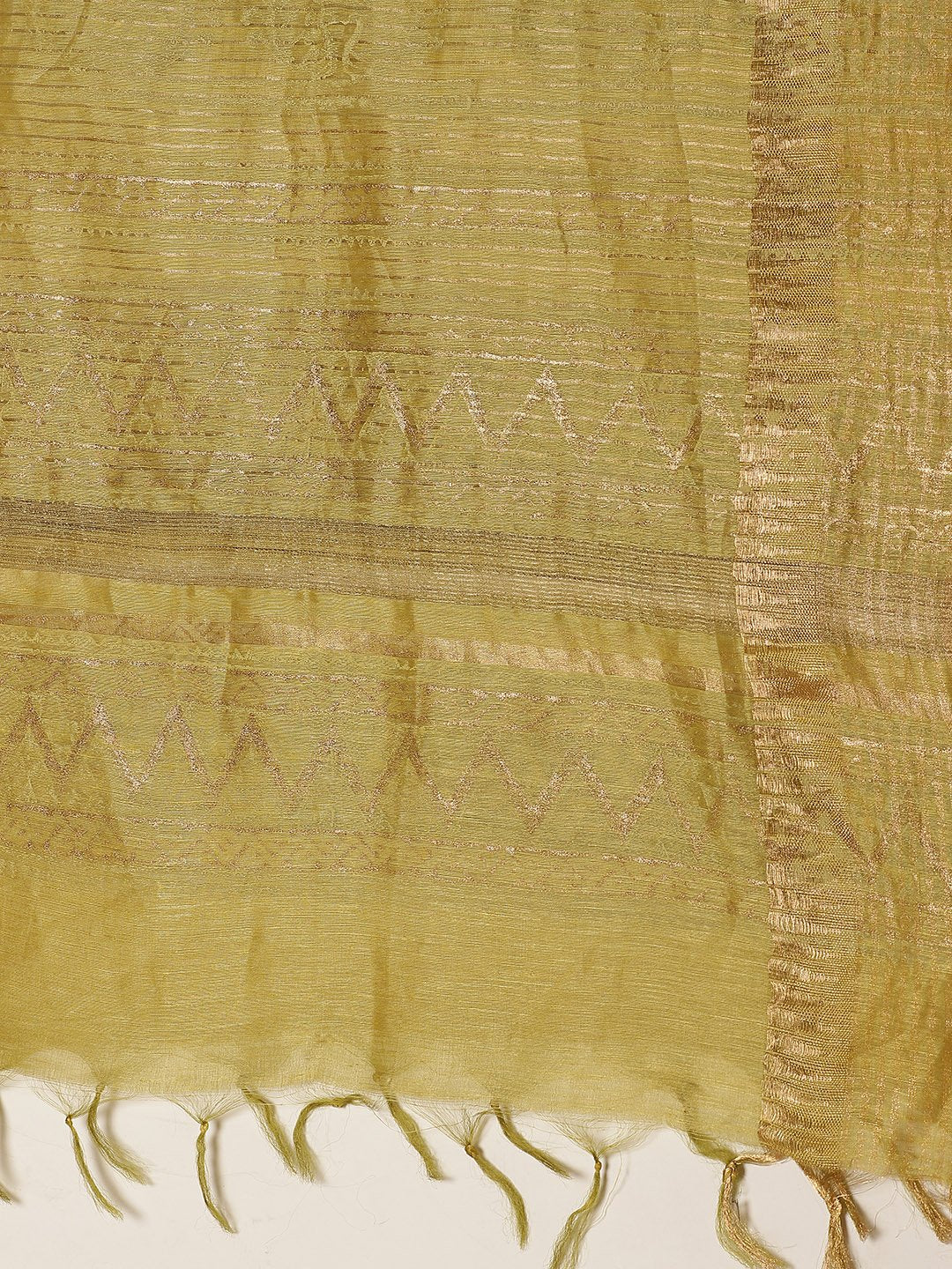 Nakshi Yellow Golden Hand Woven Linen Hand Block Printed Saree
