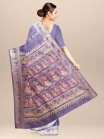 Nakshi Hand Woven Richly Dyed Silk Baluchari Saree With Resham