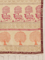Load image into Gallery viewer, Cream Peach Cotton Hand Block Printed Saree
