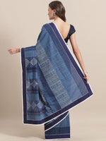 Load image into Gallery viewer, Navy Blue Hand Block Print Cotton Saree
