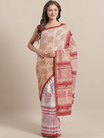 Load image into Gallery viewer, Beige Cotton Hand Block Printed Saree

