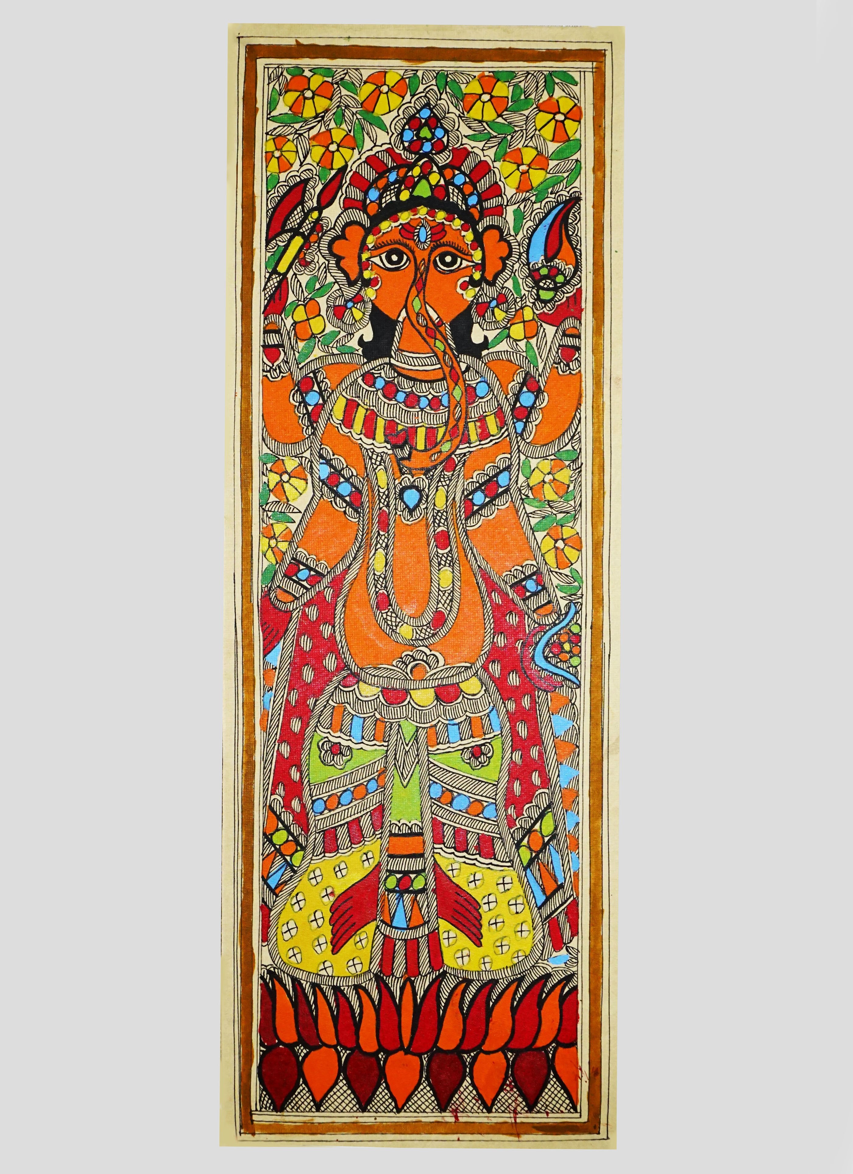 Lord Ganesha Madhubani Handmade Painting