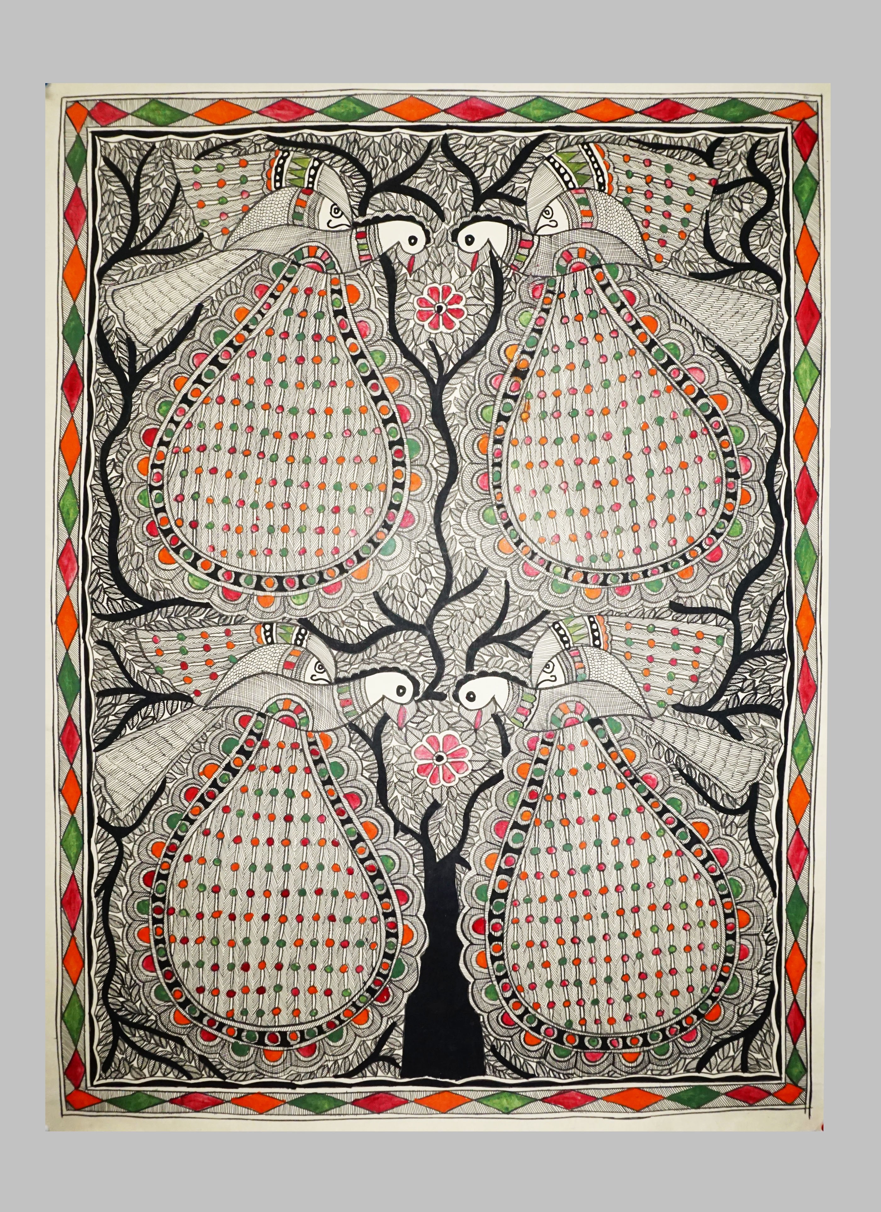 Peacock Madubani Handmade Painting