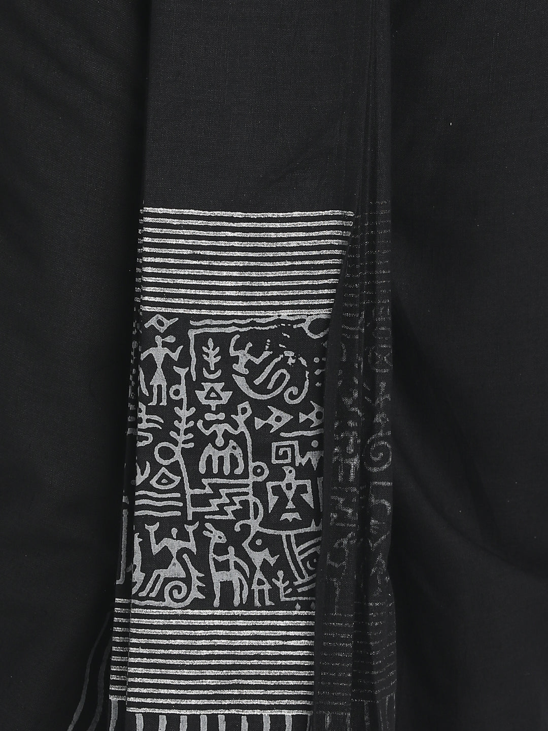 Nakshi 100% Rayon Black Hand Block Printed Stitched Dhoti