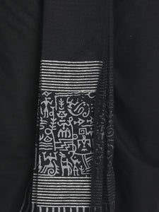 100% Cotton Black Hand Block Printed Stiched Dhoti