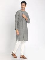 Load image into Gallery viewer, Cotton Grey Solid Straight Long Kurta
