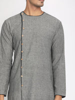 Load image into Gallery viewer, Cotton Grey Solid Straight Long Kurta
