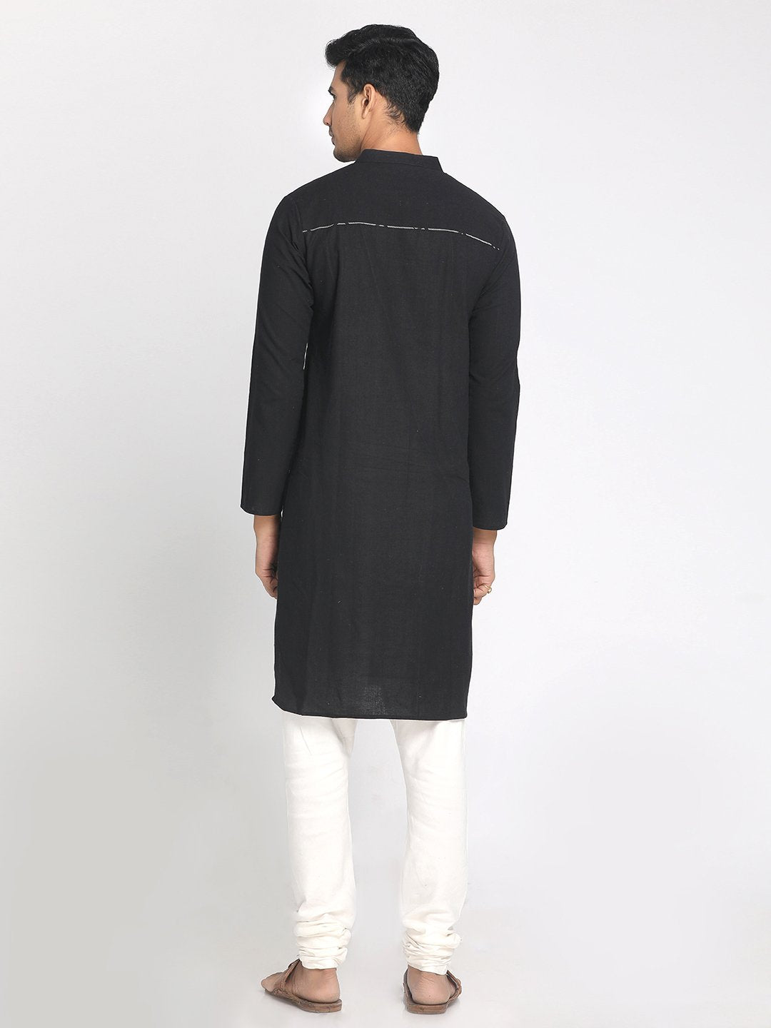 Nakshi Cotton Black Solid Straight Long Kurta