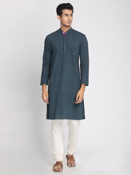 Nakshi Handloom Cotton Blue Straight Long Kurta