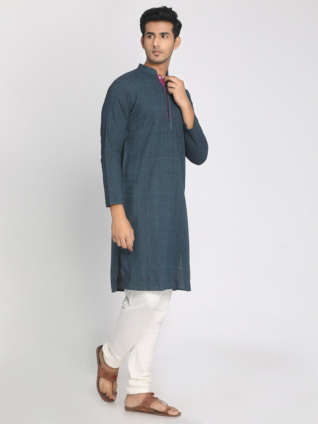 Nakshi Handloom Cotton Blue Straight Long Kurta