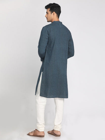 Nakshi Handloom Cotton Blue Straight Long Kurta