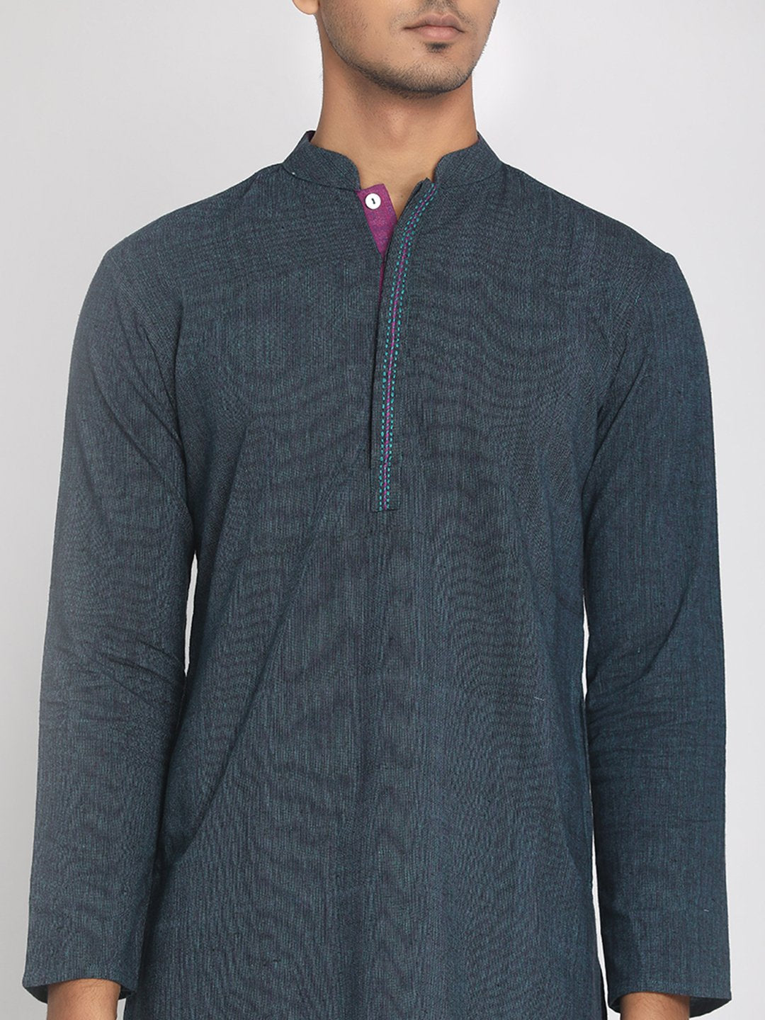 Nakshi Handloom Cotton Blue Straight Long Kurta