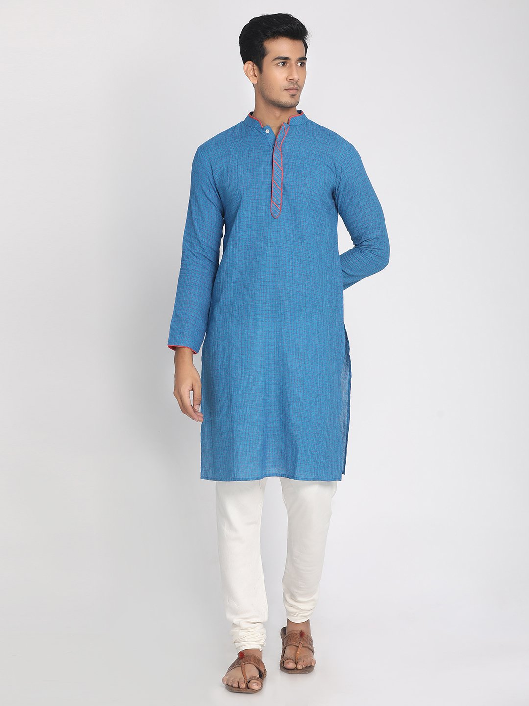 Nakshi Pure Cotton Blue Staright Long Kurta