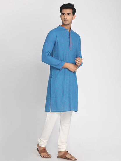 Nakshi Pure Cotton Blue Staright Long Kurta