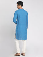 Load image into Gallery viewer, Pure Cotton Blue Staright Long Kurta
