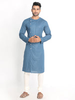 Load image into Gallery viewer, Blue Solid Pure Cotton Long Kurta
