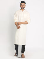 Load image into Gallery viewer, Cream Solid Cotton Linen Long Kurta
