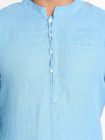Load image into Gallery viewer, Sky Blue Solid Cotton Linen Long Kurta
