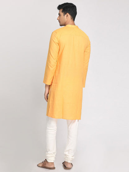 Nakshi Cotton Linen Yellow Coloured Staright Long Kurta