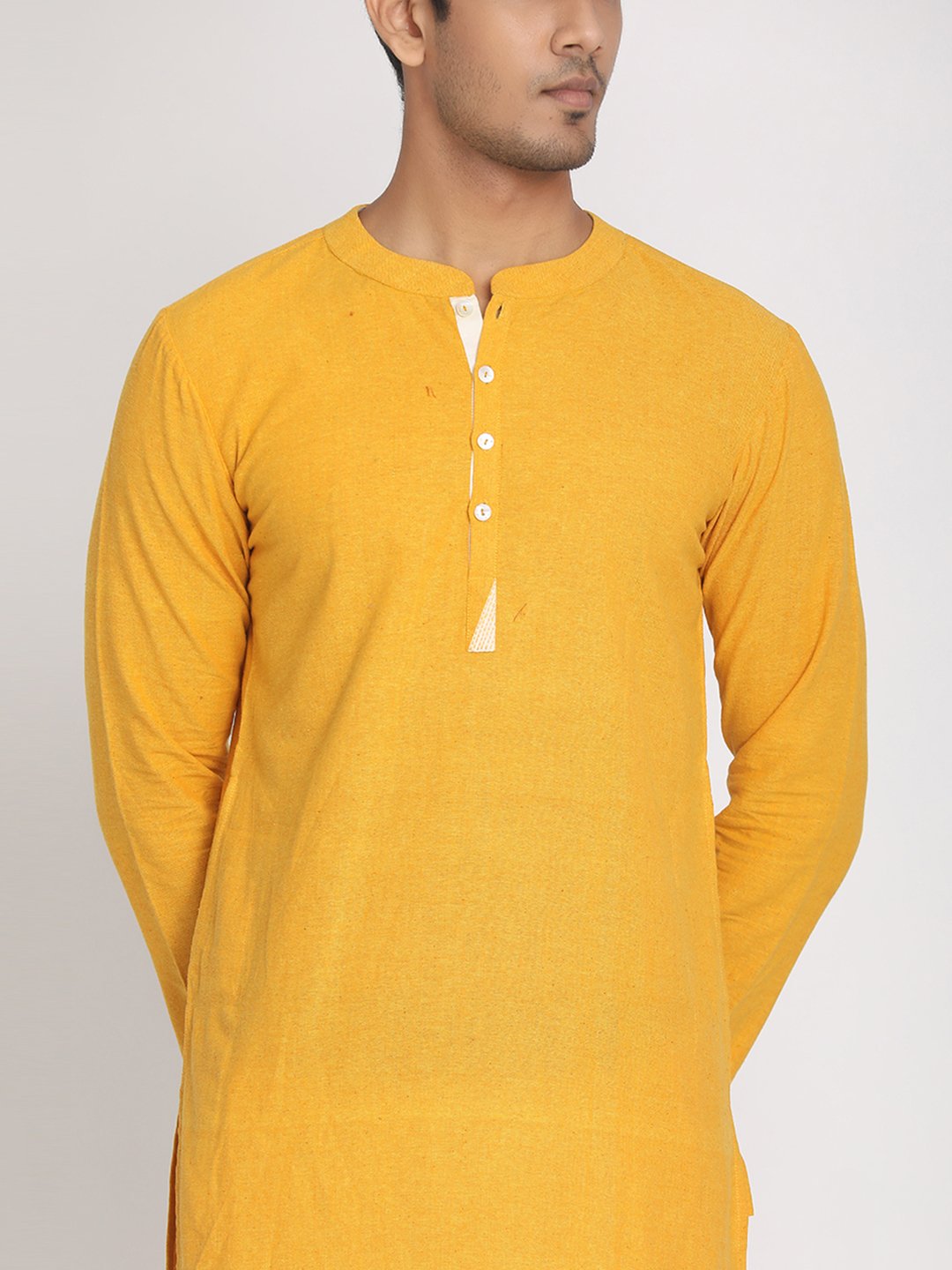 Nakshi Yellow Cotton Straight Long Kurta