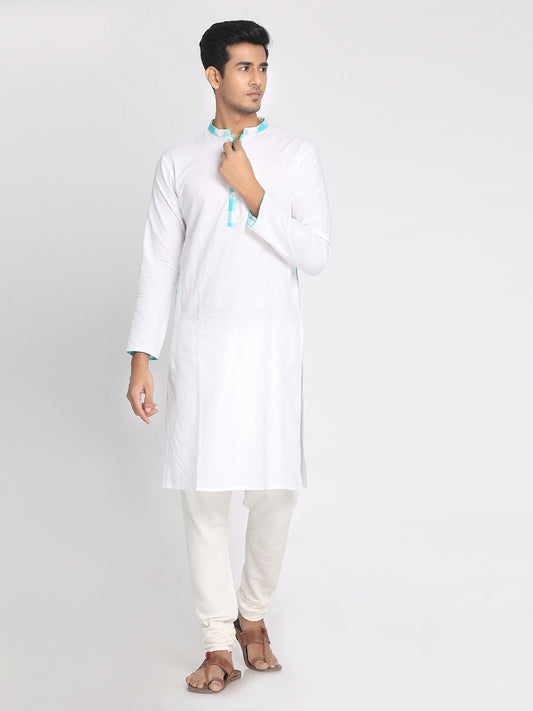 Nakshi Cotton Linen White Solid Staright Long Kurta