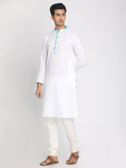 Nakshi Cotton Linen White Solid Staright Long Kurta