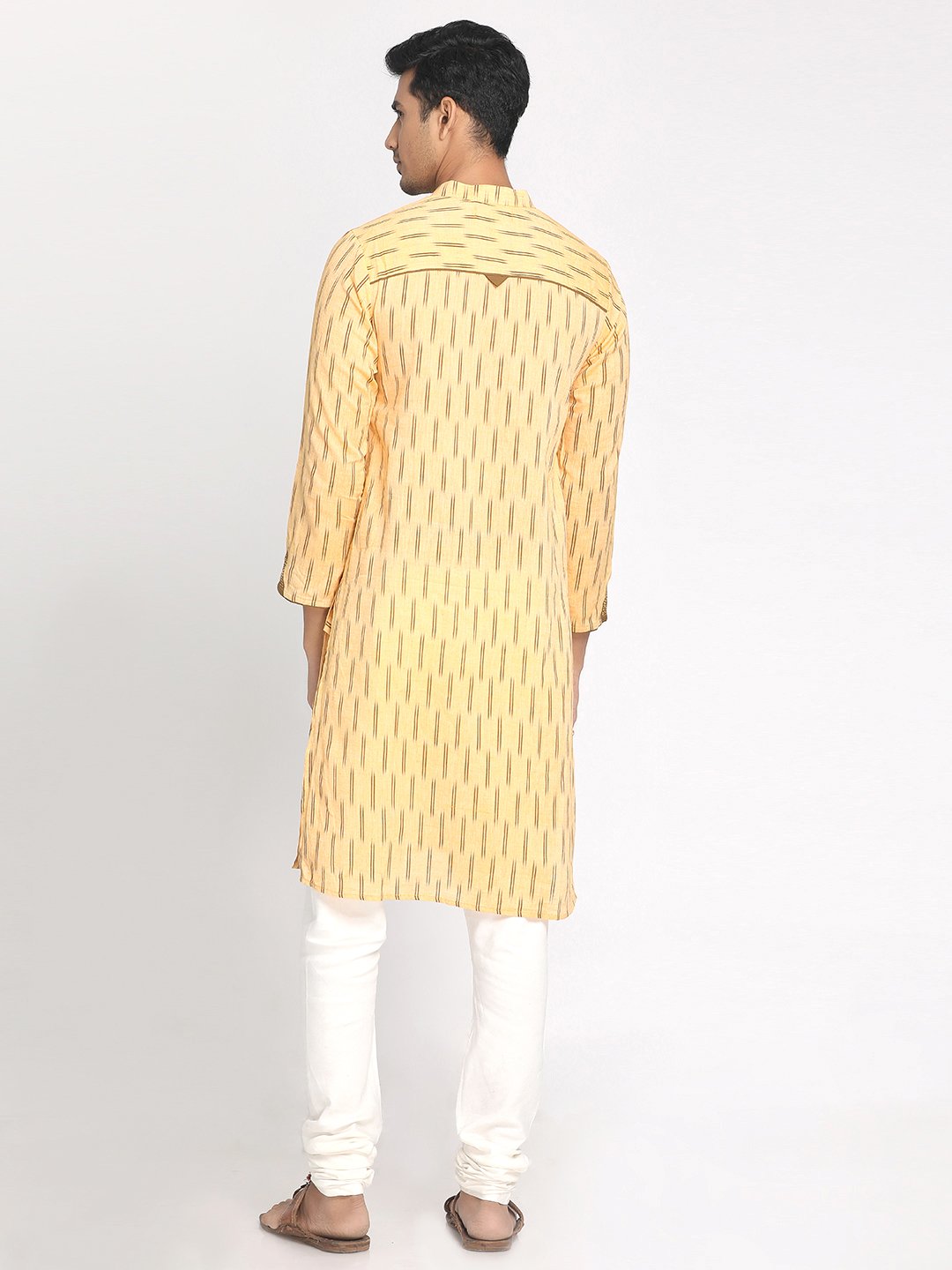 Nakshi Yellow Ikkat Straight Long Kurta