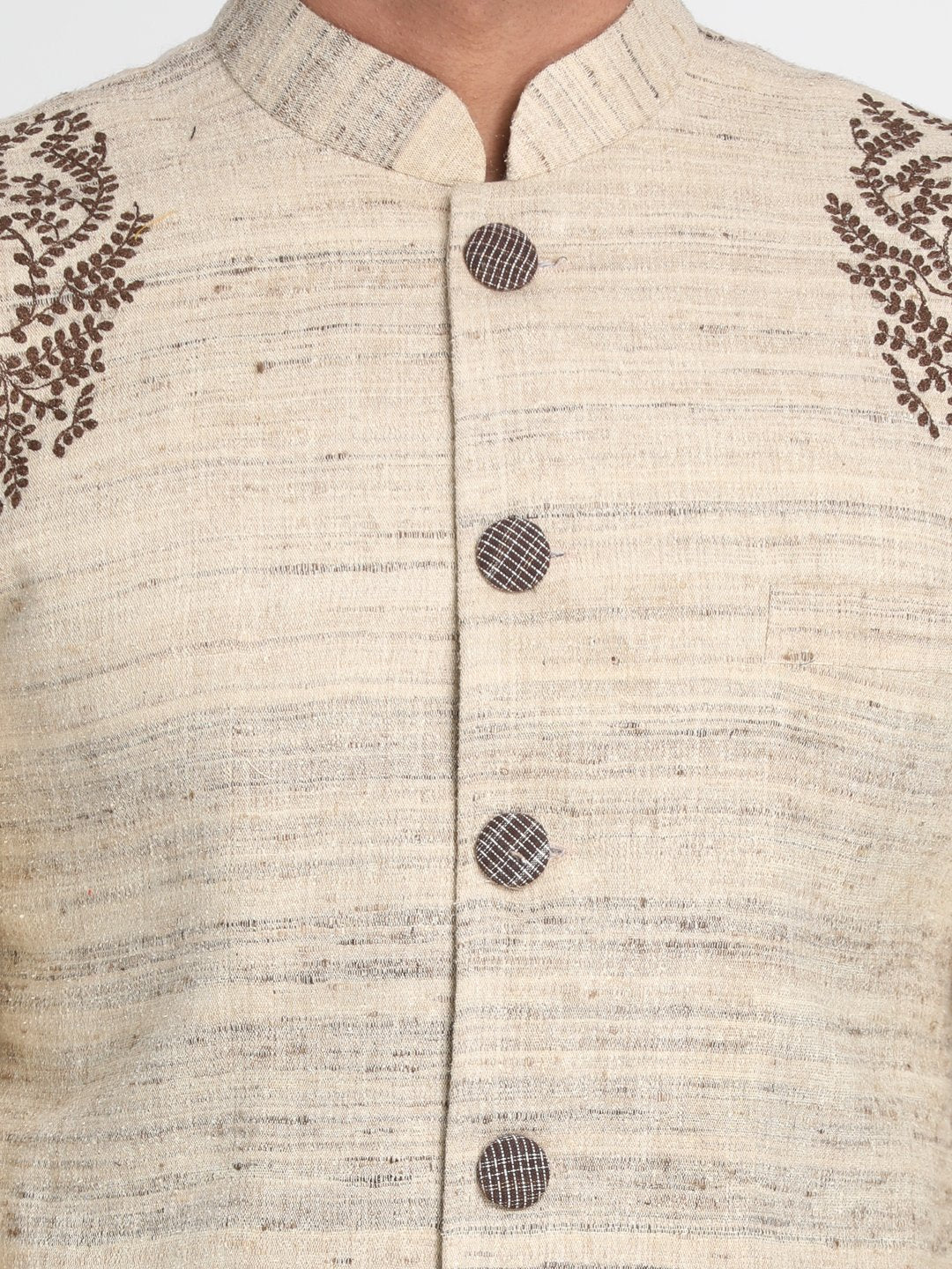 Beige Ketiya Matka Silk Sherwani with Embroidered
