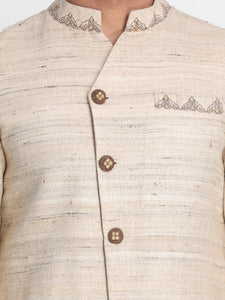 Beige Ketiya Matka Silk Sherwani with Embroidered
