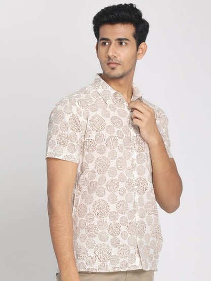 Nakshi 100% White Cotton Half Sleeves Shirt