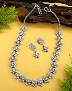 Load image into Gallery viewer, Handcrafted German Silver &amp; Red Crystals Lotus shape necklace set
