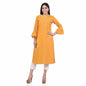 Nakshi Yellow Cotton Checks Women's Curverd Hemline Kurti