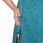 Load image into Gallery viewer, Turquoise Blue Cotton Viscose Embroidery &amp; Hand Block Print Women&#39; Straight Kurti
