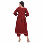 Load image into Gallery viewer, Maroon Cotton Sequins and Zari Hand Embroidery Women&#39;s Kurti Sets
