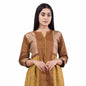 Nakshi Lime Yellow and Rust Tussar Viscose Hand Block Print Side Pleated Women's Kurti Sets