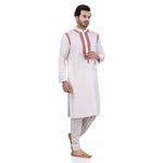 Load image into Gallery viewer, White Tussar Viscose Thread Embroidery Men&#39;s Long Kurta
