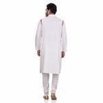 Load image into Gallery viewer, White Tussar Viscose Thread Embroidery Men&#39;s Long Kurta
