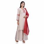 Load image into Gallery viewer, White Chanderi Silk Kantha Embroidery Women&#39;s Sharara Sets

