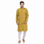 Nakshi Lime Green Cotton Linen Hand Block Print Men's Long Kurta