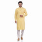 Nakshi Yellow Cotton Linen Handblock Print Men's Long Kurta