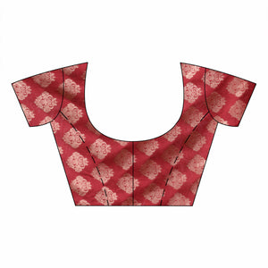 Pink and Maroon Brocade Chanderi Silk Embroidery Highlight Hand Block Print Saree
