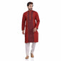 Nakshi Red & Maroon Cotton Linen Gold Zari embroidery Hand Block Print Men's Long Kurta